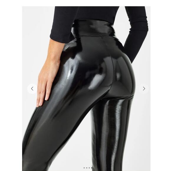 EUC Spanx Patent Faux Leather Leggings Classic Black Shiny High Rise sz: M - Picture 1 of 13